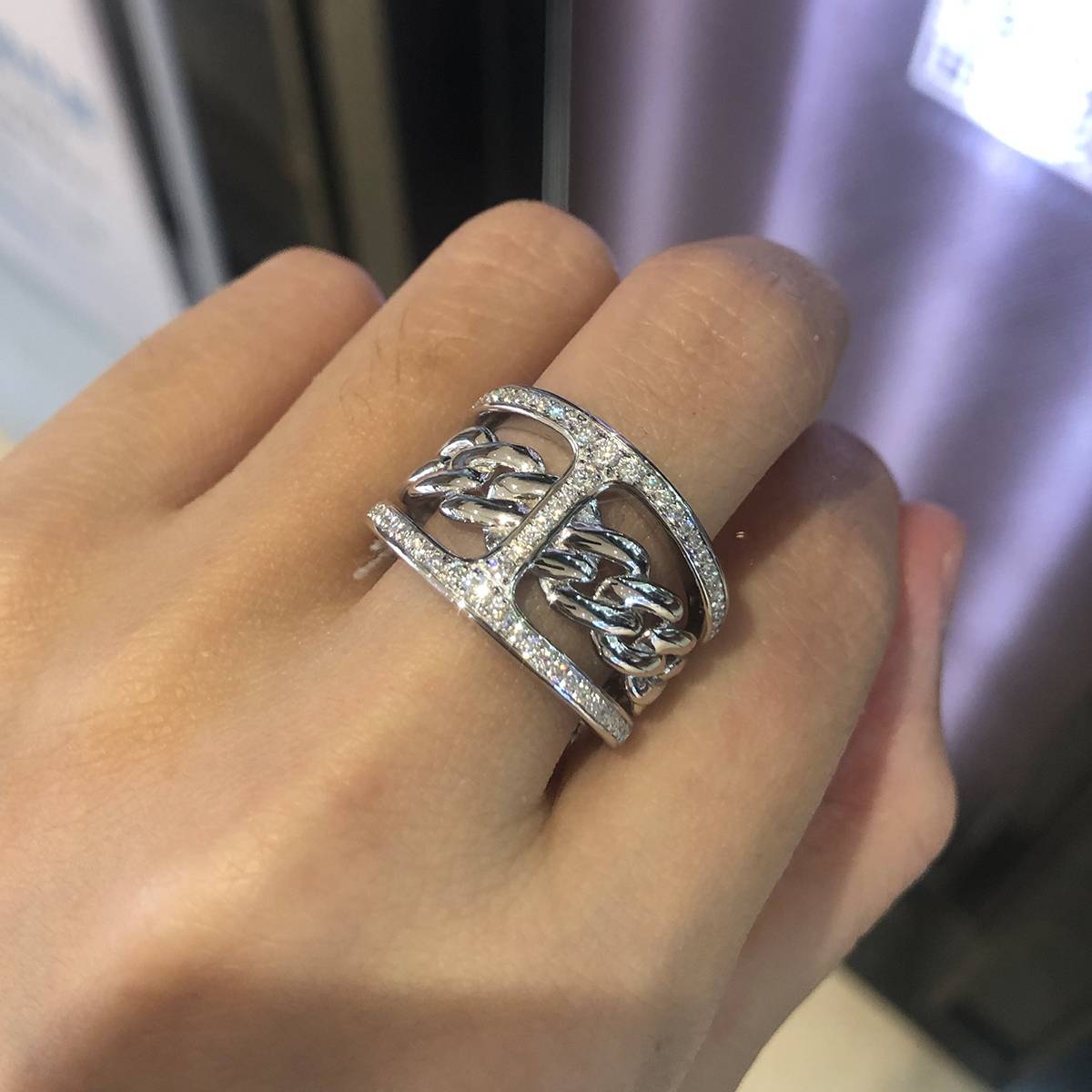 I-shaped S925 Silver Plated Platinum Men's Ring Customized Selection Side Stone Moissanite 0.41ct